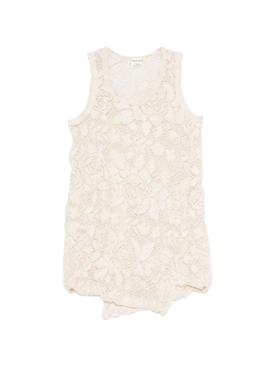 Comme Des Garcons Cotton Blend Tank Top For Women Semisheer Textured Layering Essential Luxury