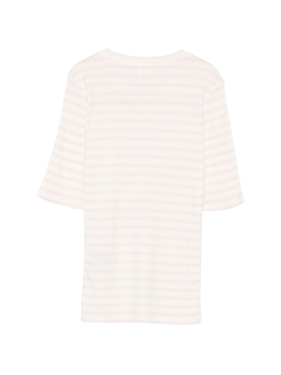 Closed Pink Striped Cotton Blend Sweater for Women Slim Fit Crew Neck Elegant Everyday Top