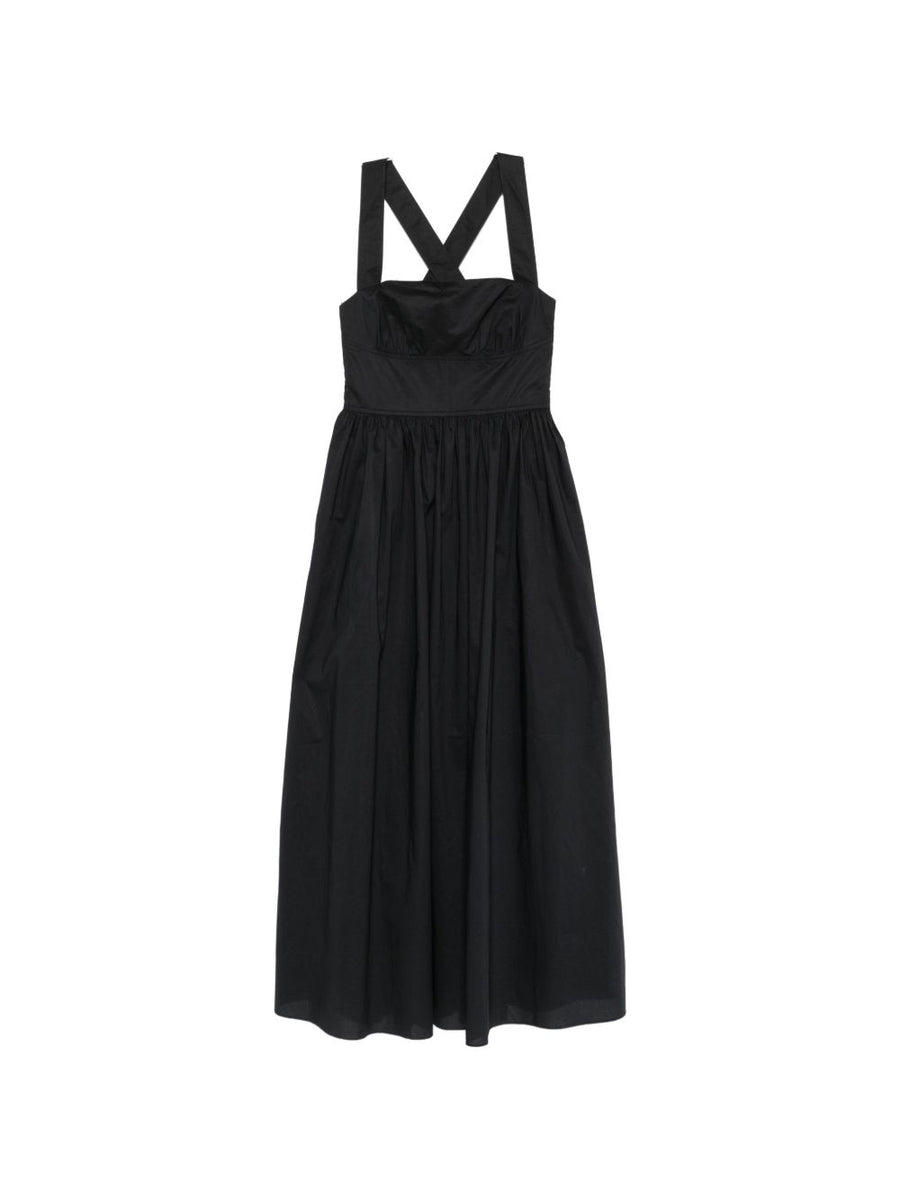 Matteau Sleeveless Cotton Midi Dress Black For Women Square Neckline Timeless Minimalist Essential