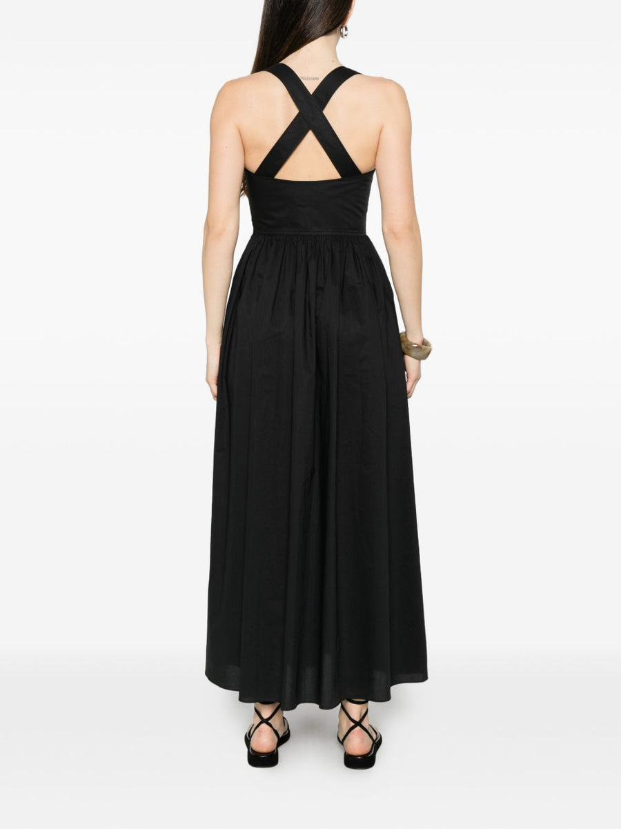 Matteau Sleeveless Cotton Midi Dress Black For Women Square Neckline Timeless Minimalist Essential