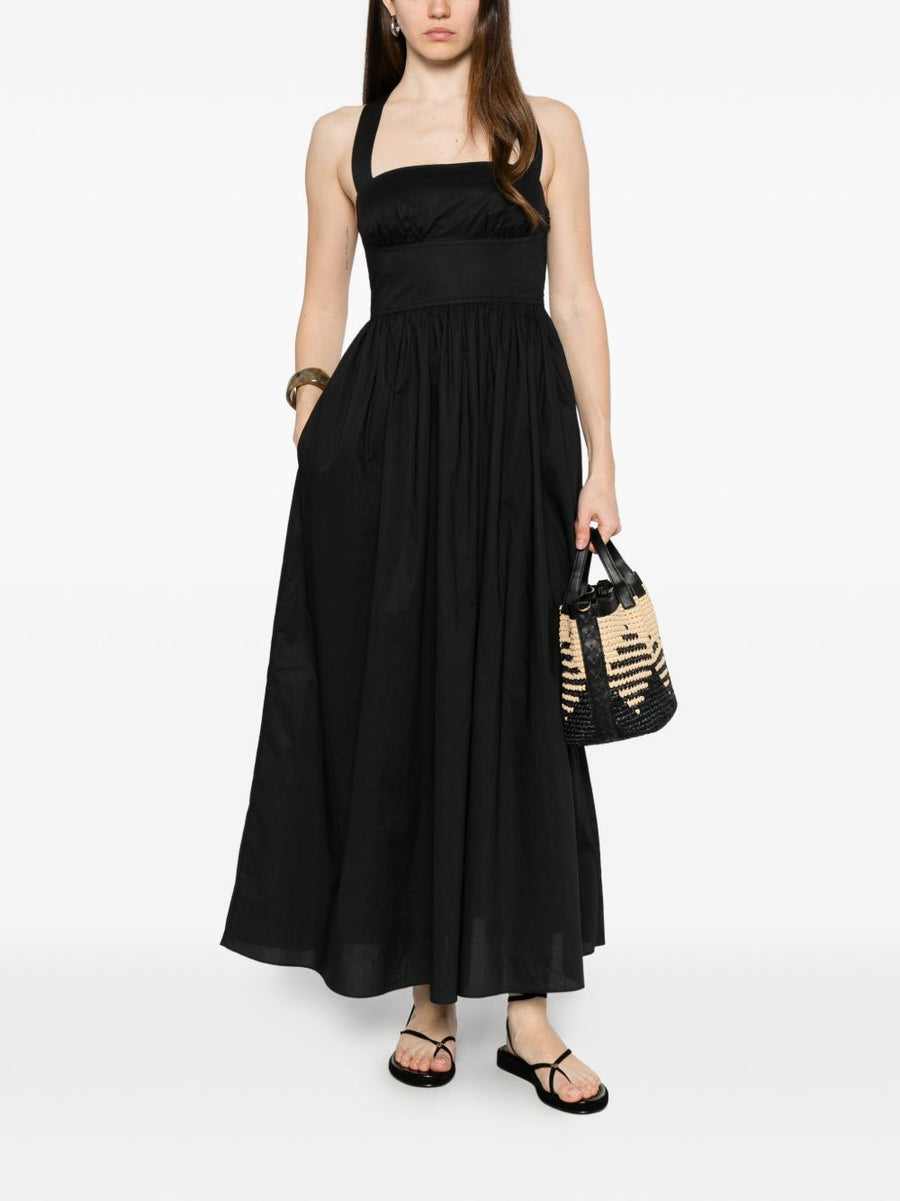 Matteau Sleeveless Cotton Midi Dress Black For Women Square Neckline Timeless Minimalist Essential