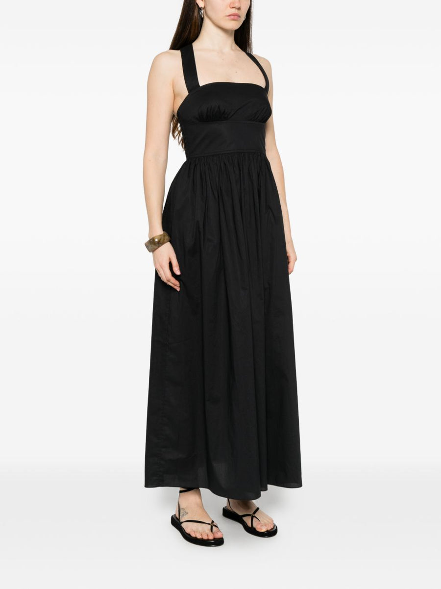 Matteau Sleeveless Cotton Midi Dress Black For Women Square Neckline Timeless Minimalist Essential