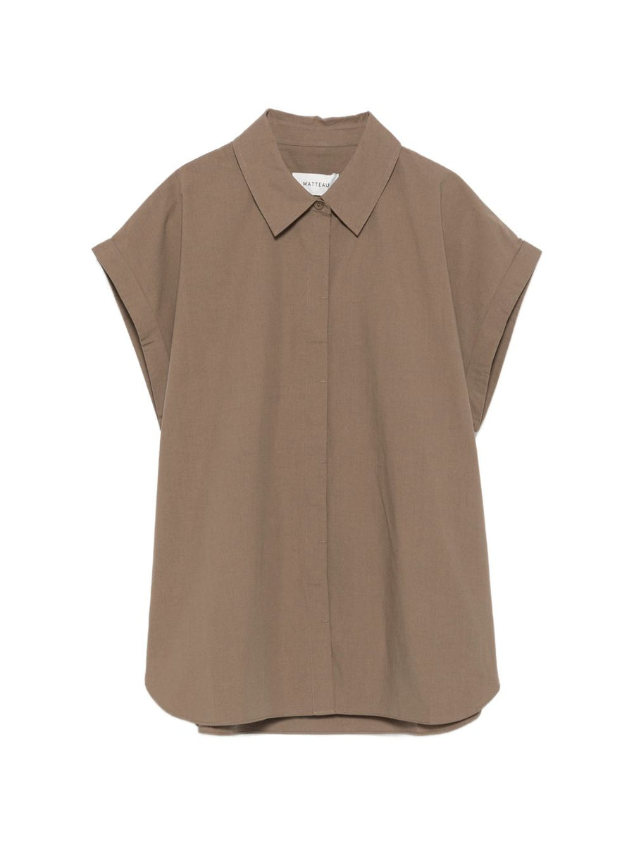 Matteau Cotton Shirt For Women Timeless Brown Everyday Essential With Concealed Buttons