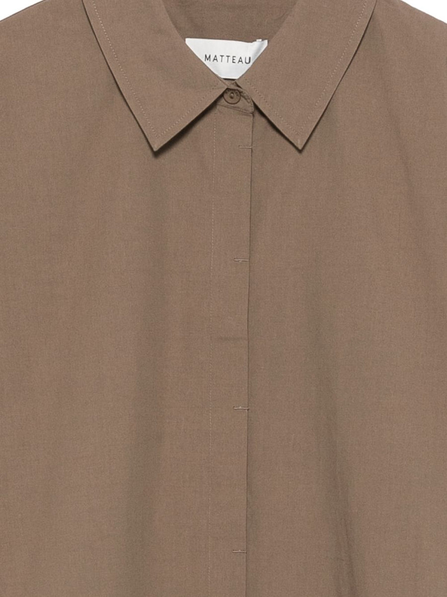 Matteau Cotton Shirt For Women Timeless Brown Everyday Essential With Concealed Buttons