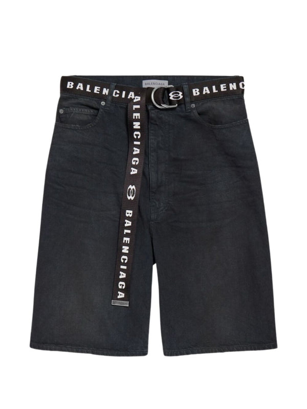 Balenciaga Denim Cotton Shorts For Men Navy Luxury Short Trousers Versatile Everyday Wear