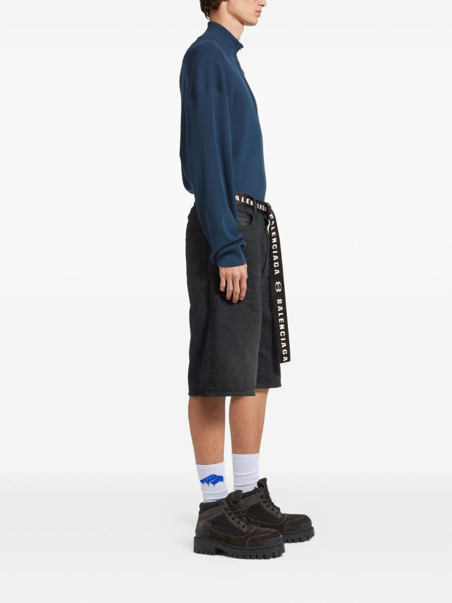 Balenciaga Denim Cotton Shorts For Men Navy Luxury Short Trousers Versatile Everyday Wear