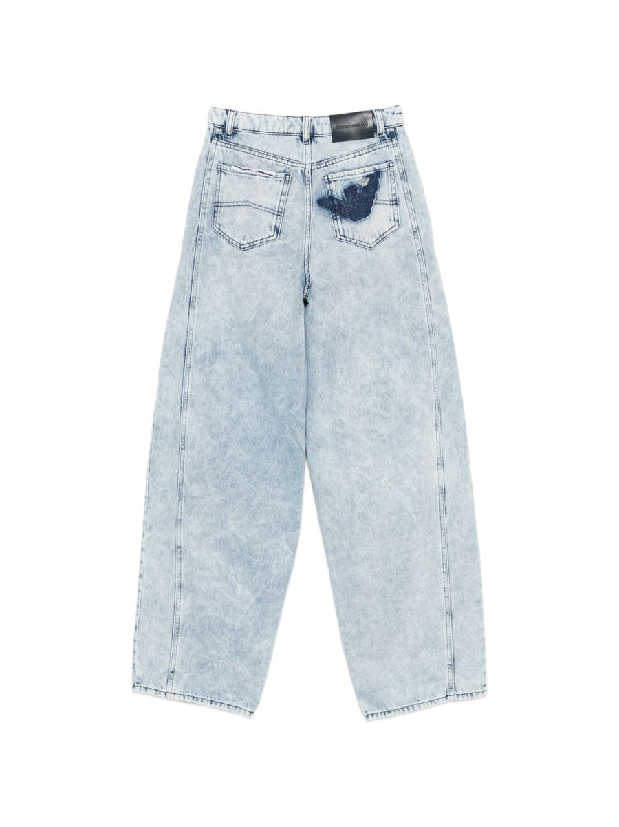Emporio Armani Jeans For Women Premium 100 Percent Cotton Denim With Light Blue Acid Wash And Five Pocket Styling