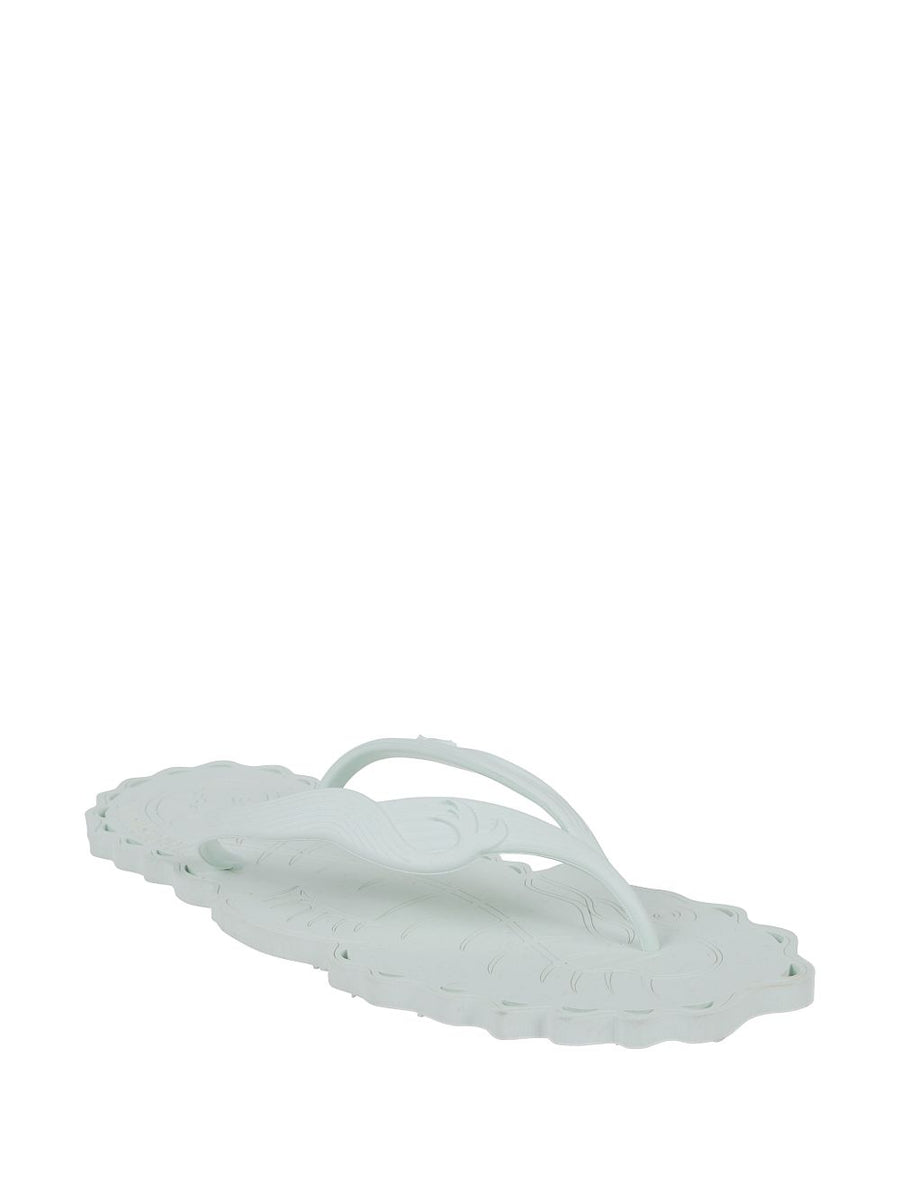 Zimmermann Seafoam Blue Embossed Scalloped Flat Thong Sandals