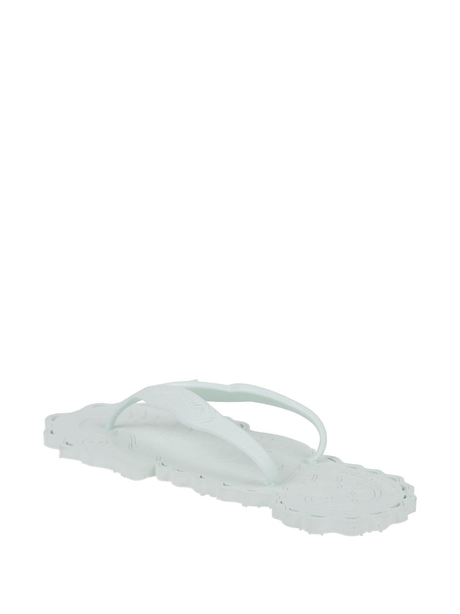 Zimmermann Seafoam Blue Embossed Scalloped Flat Thong Sandals