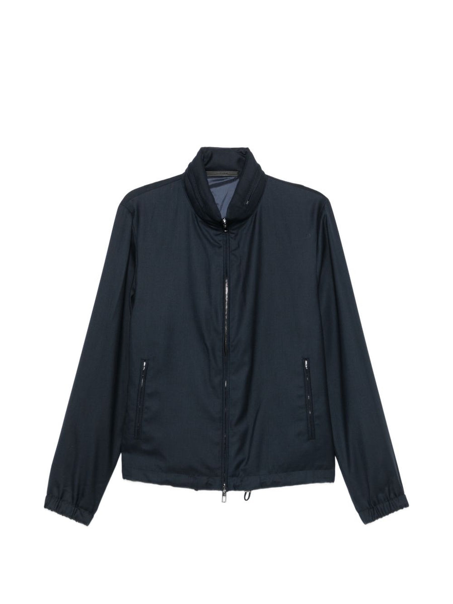 Giorgio Armani Cashmere Silk Blend Blouson Jacket For Men Navy Premium Luxury And Versatility