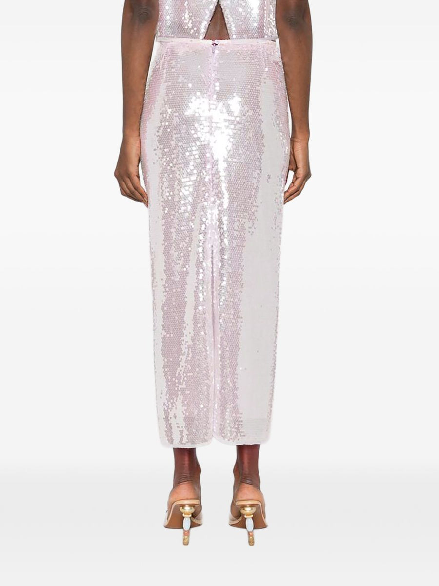 Forte Forte Sequined Long Skirt For Women Glamorous Light Pink Sparkle Statement Piece