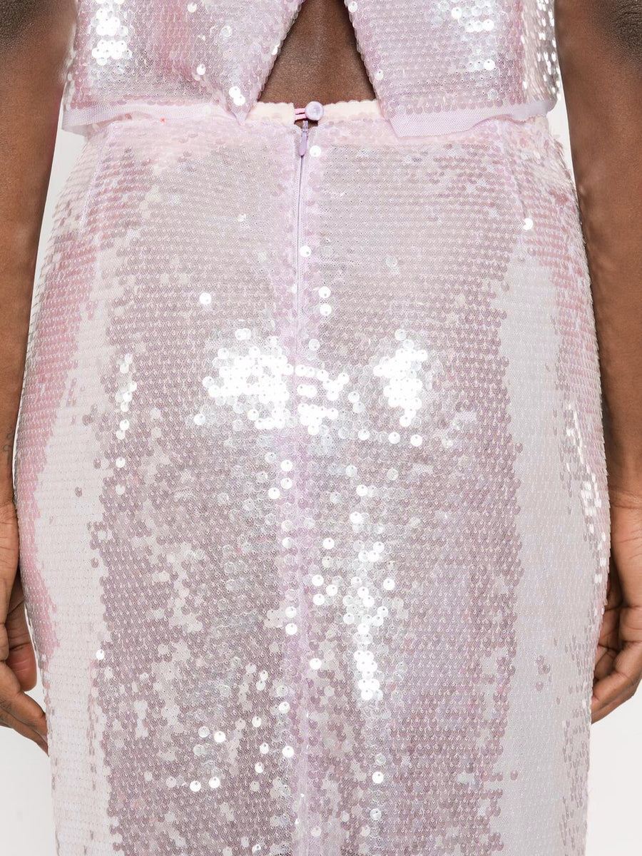Forte Forte Sequined Long Skirt For Women Glamorous Light Pink Sparkle Statement Piece