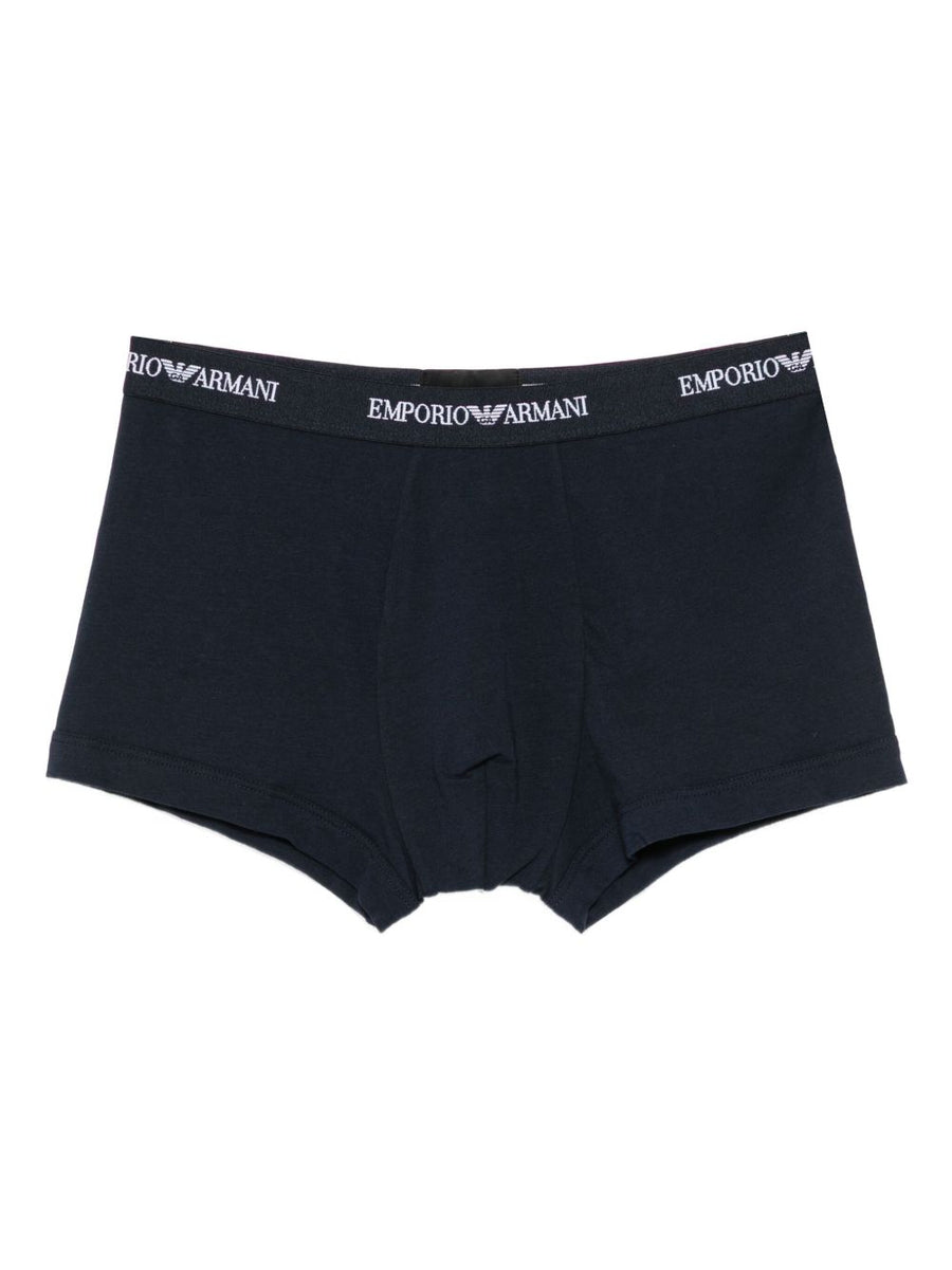 Emporio Armani Navy Logo Boxer Briefs 3 Pack for Men Cotton Elastane