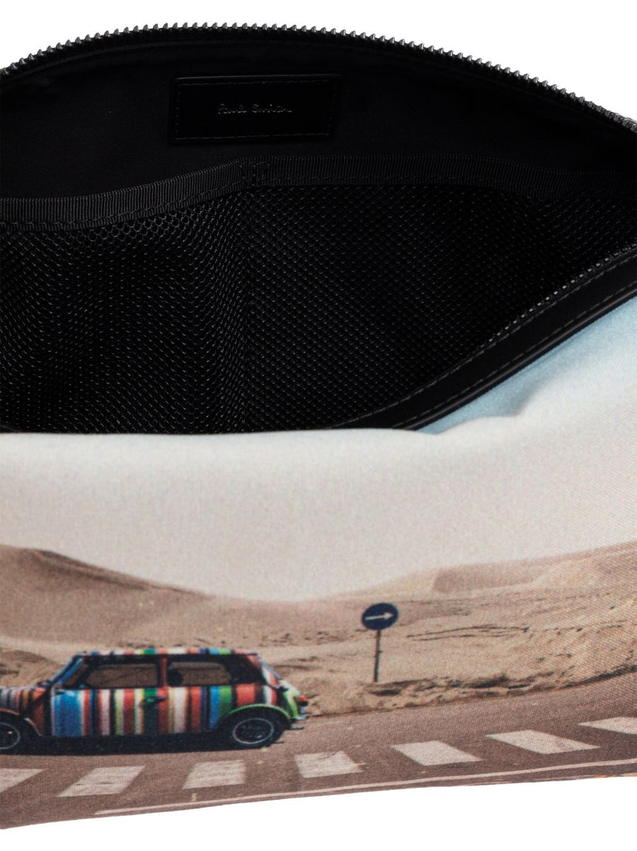 Paul Smith Pixelated Mini Wash Bag Compact Travel Cosmetic Case With Recycled Polyester And Leather Trim For Men