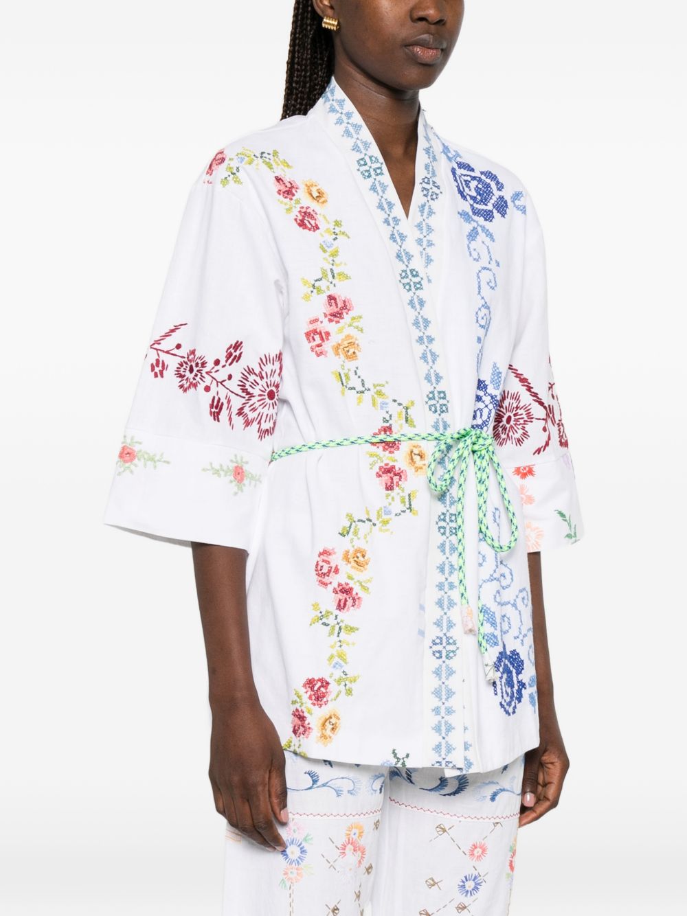 Relax Re-Lux Embroidered Cotton Kimono Jacket