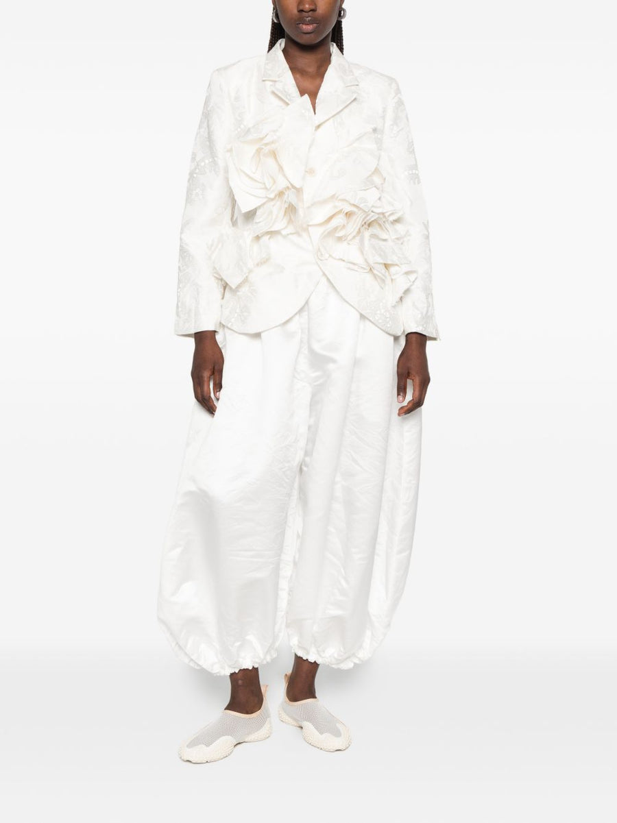 Comme Des Garcons Balloon Trousers White Balloon Silhouette Elastic Waistband Gathered Detailing For Women Avant Garde