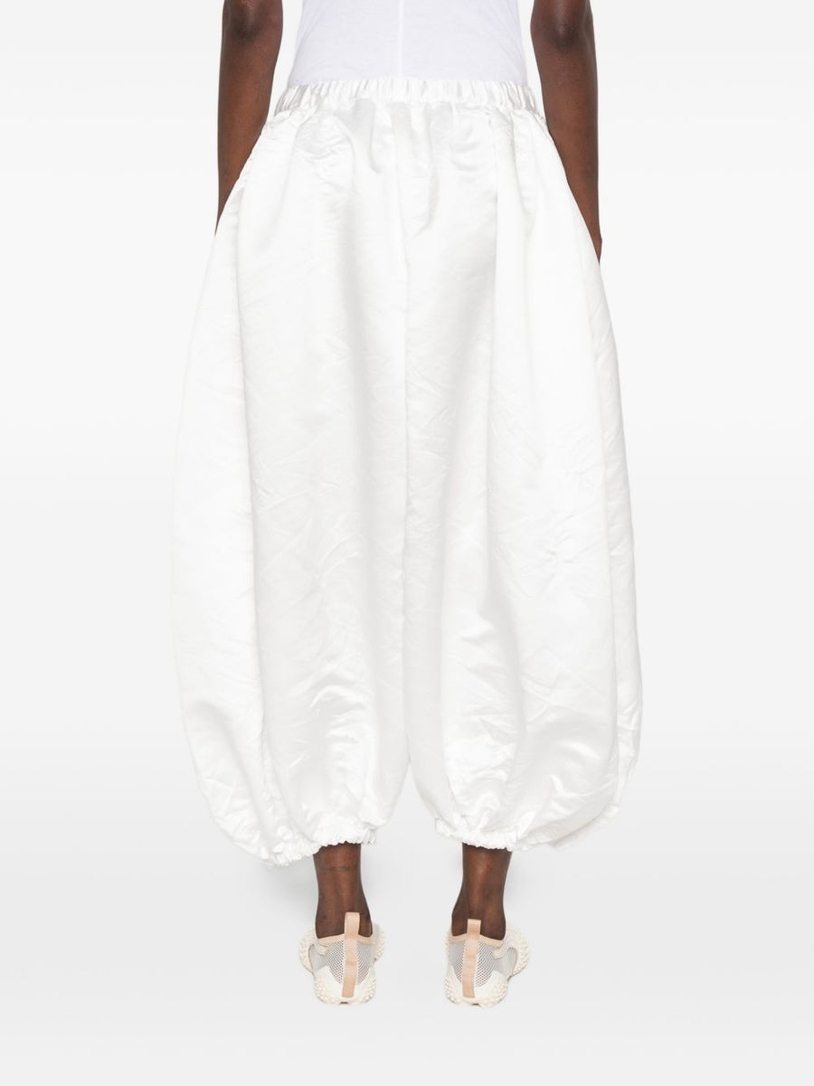 Comme Des Garcons Balloon Trousers White Balloon Silhouette Elastic Waistband Gathered Detailing For Women Avant Garde