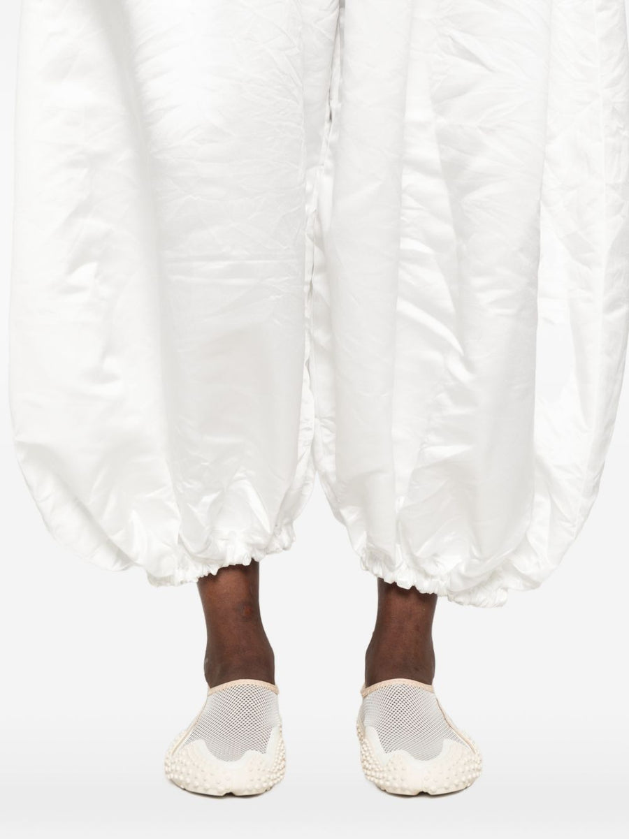 Comme Des Garcons Balloon Trousers White Balloon Silhouette Elastic Waistband Gathered Detailing For Women Avant Garde