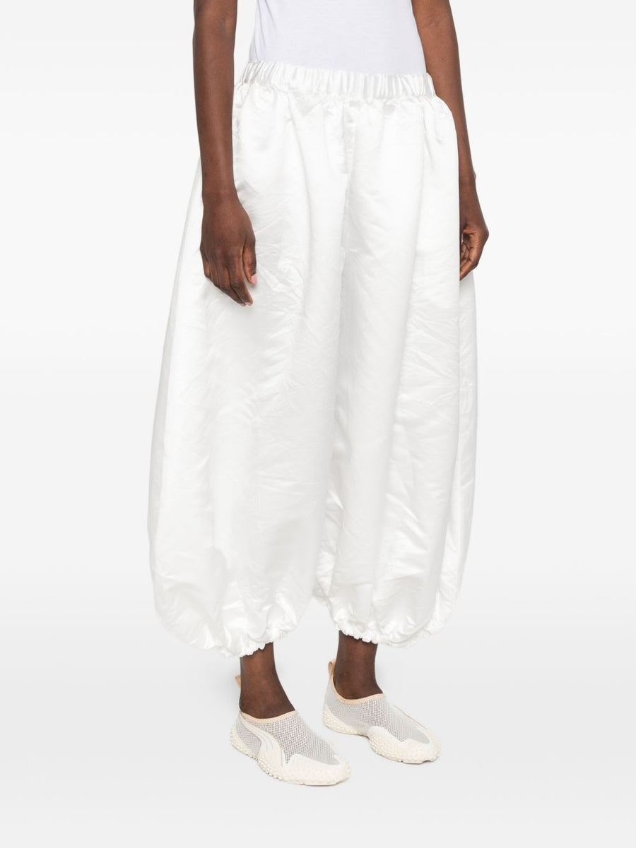 Comme Des Garcons Balloon Trousers White Balloon Silhouette Elastic Waistband Gathered Detailing For Women Avant Garde