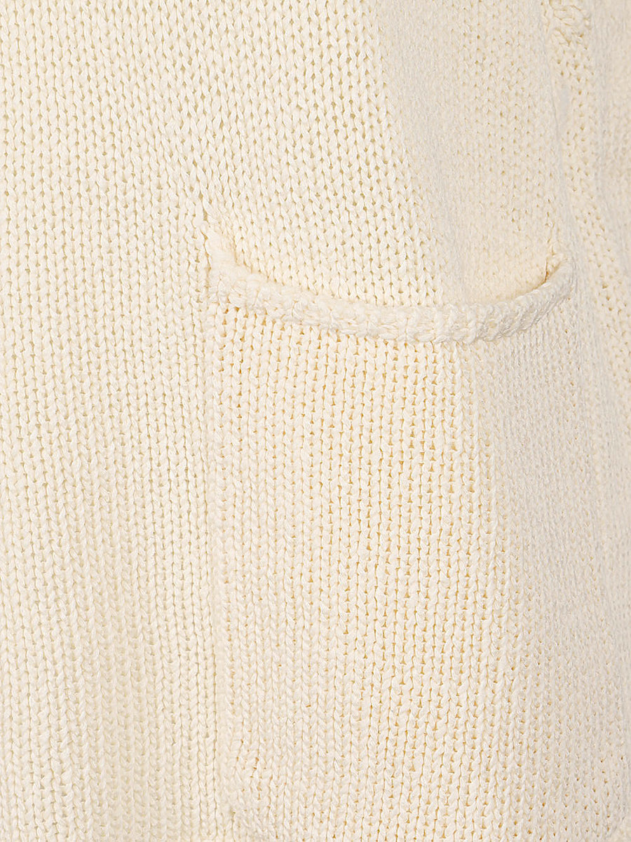 Mizuiro Cotton Vest For Women Lightweight Ivory Layering Top With Textured Tape Yarn Finish