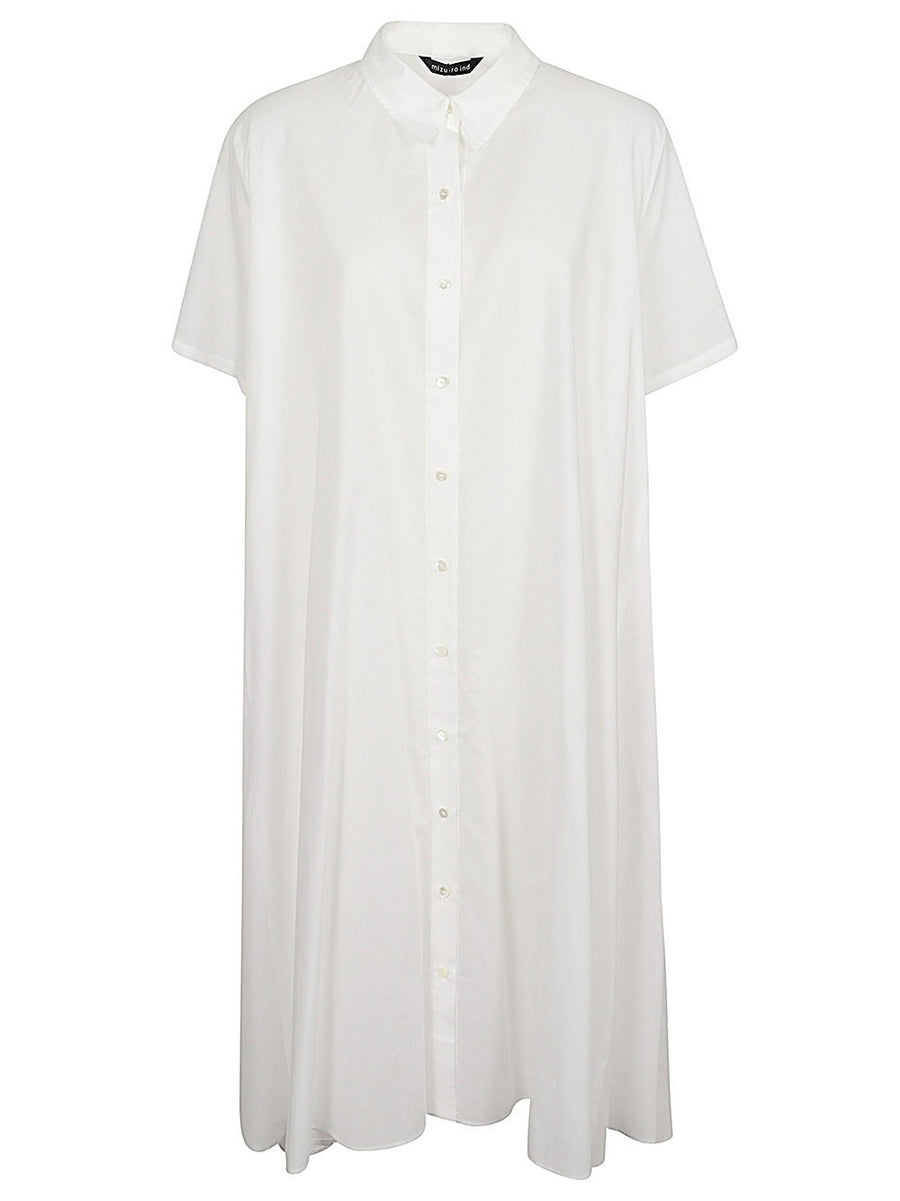 MIZUIRO White Cotton Shirt Dress For Women 100% Cotton, Effortless Elegant Relaxed Fit, Versatile Spring Summer Wardrobe