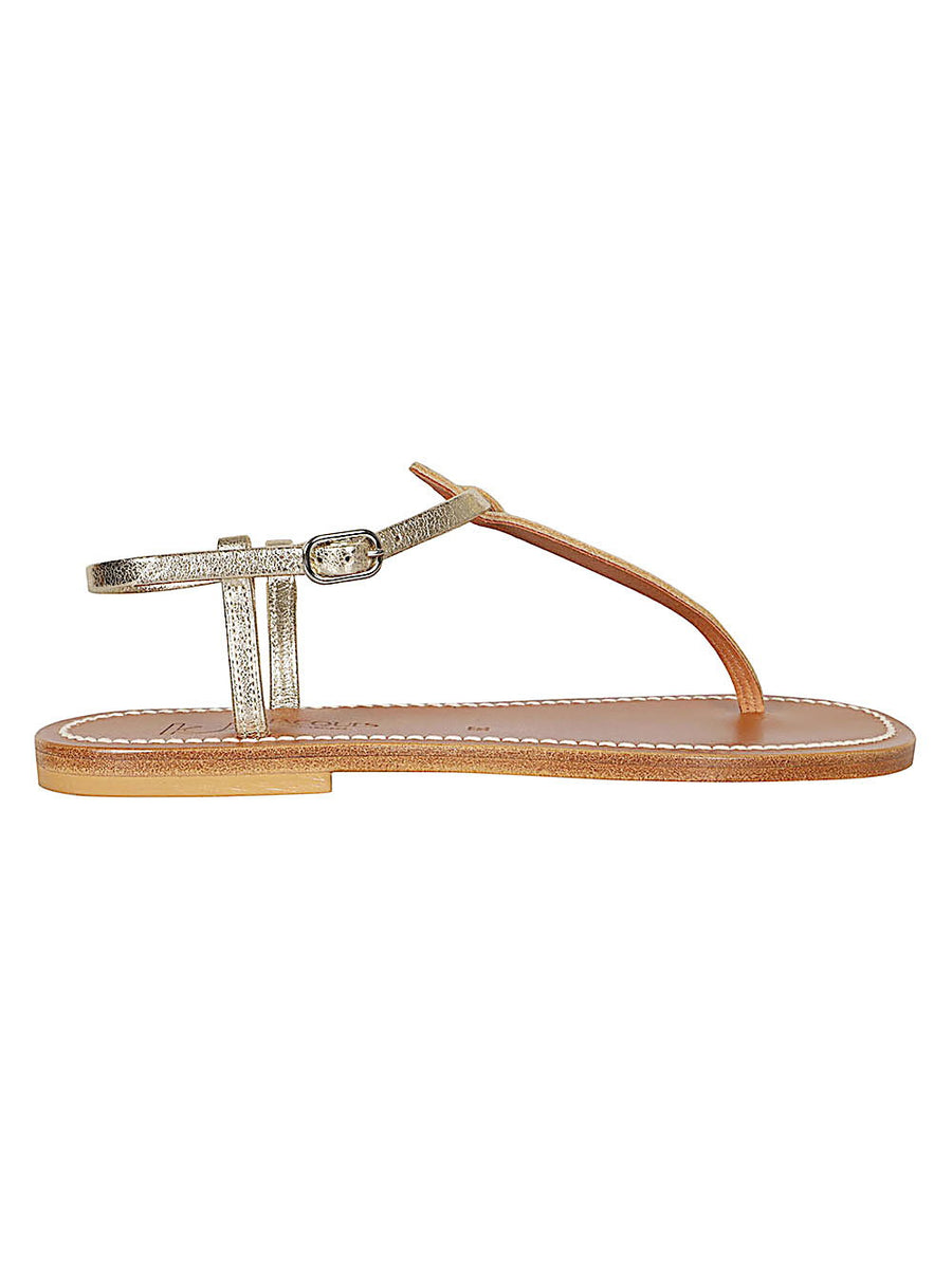K Jacques St Tropez Gold Leather Sandals With Interchangeable Ankle Strap