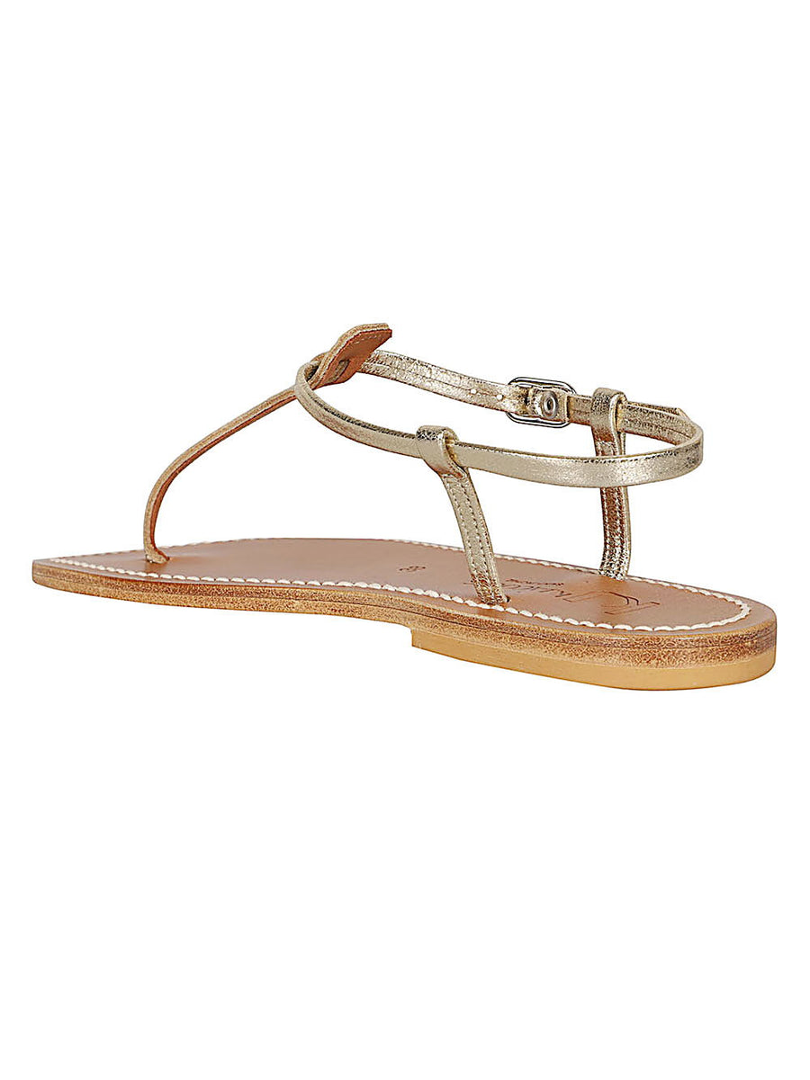 K Jacques St Tropez Gold Leather Sandals With Interchangeable Ankle Strap