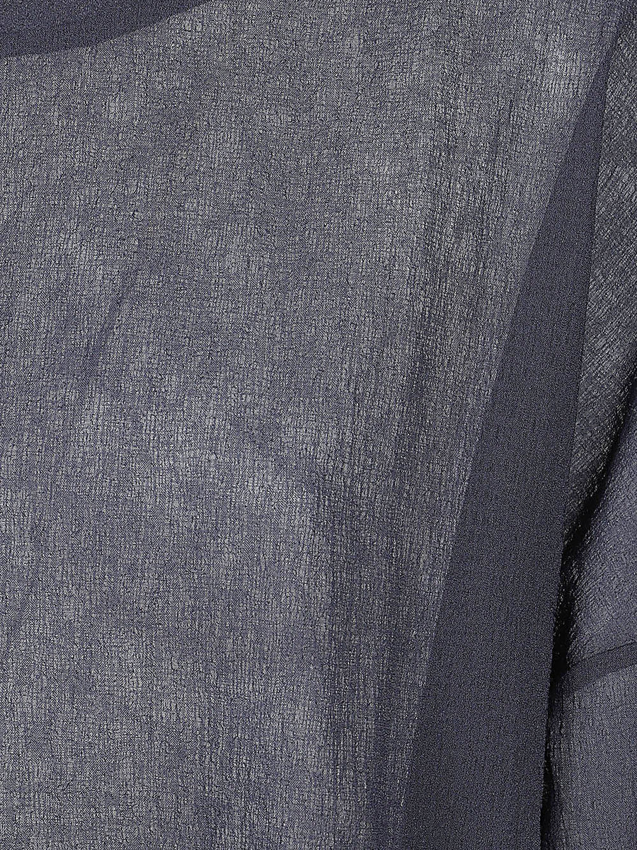 MIZUIRO Navy Textured Crew Neck Pullover For Women, Relaxed Paperlike Knit Versatile Topwear