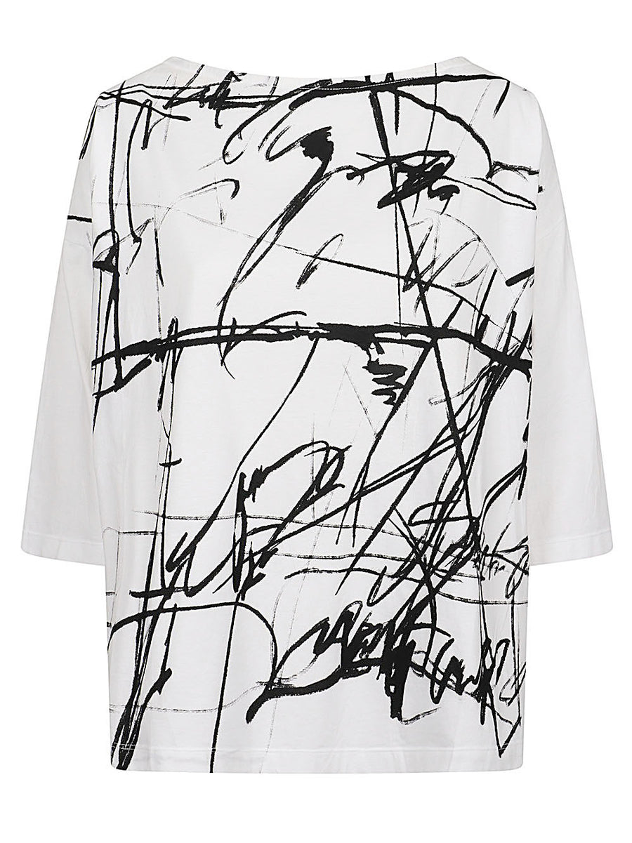 Printed Cotton Sweater Moyuru For Women Versatile Everyday Wear White With Black Detailing