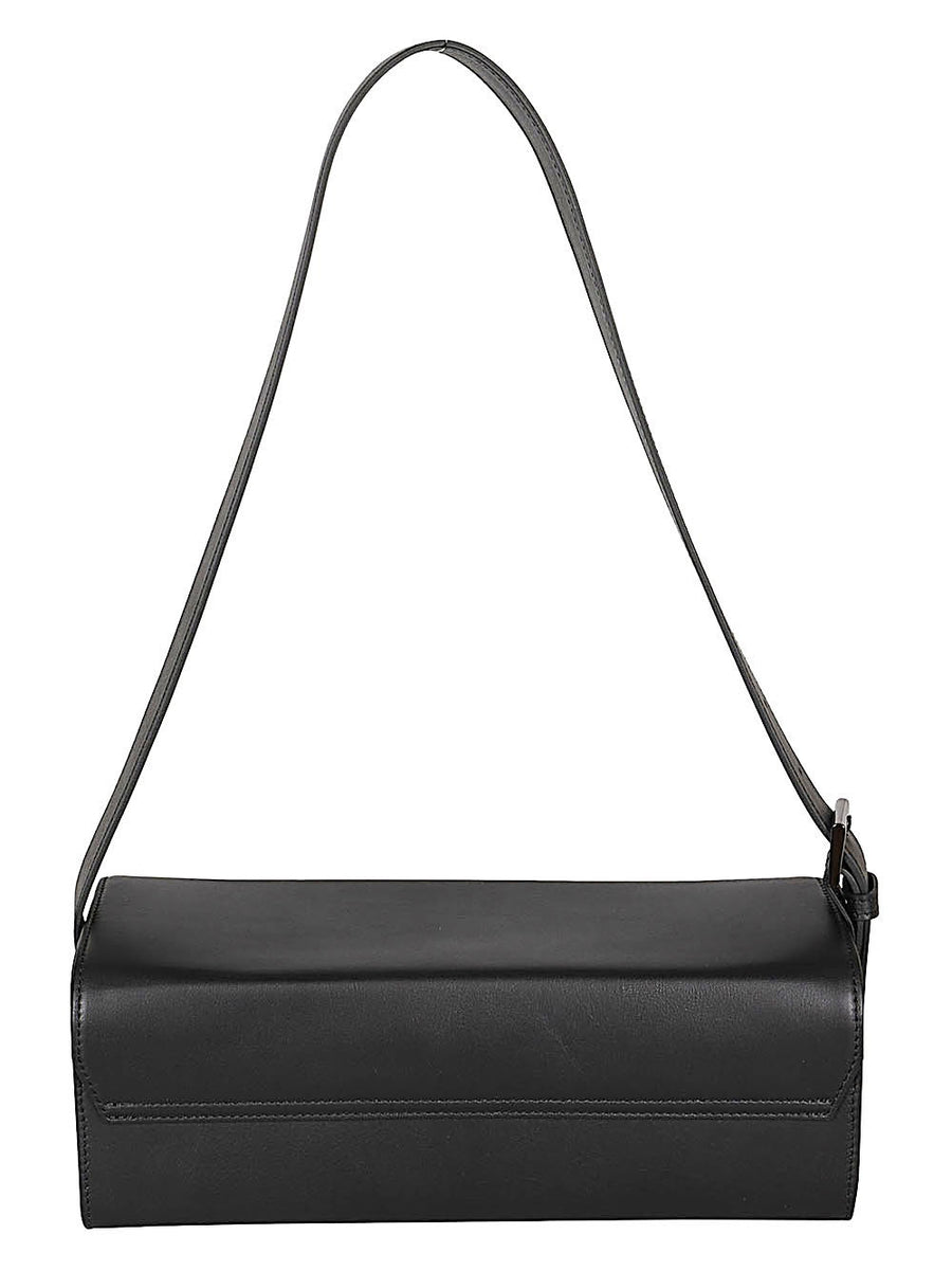 MIZUIRO Black Leather Shoulder Bag For Women, Magnetic Closure, Compact Everyday Luxury, Rectangular Style