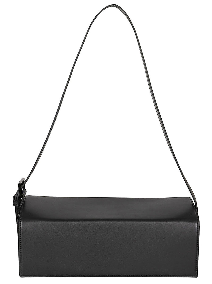 MIZUIRO Black Leather Shoulder Bag For Women, Magnetic Closure, Compact Everyday Luxury, Rectangular Style