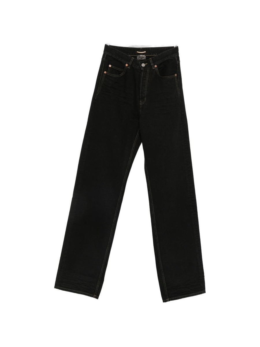 Saint Laurent Baggy Denim Jeans For Women In Black Denim With Luxurious Relaxed Contemporary Fit