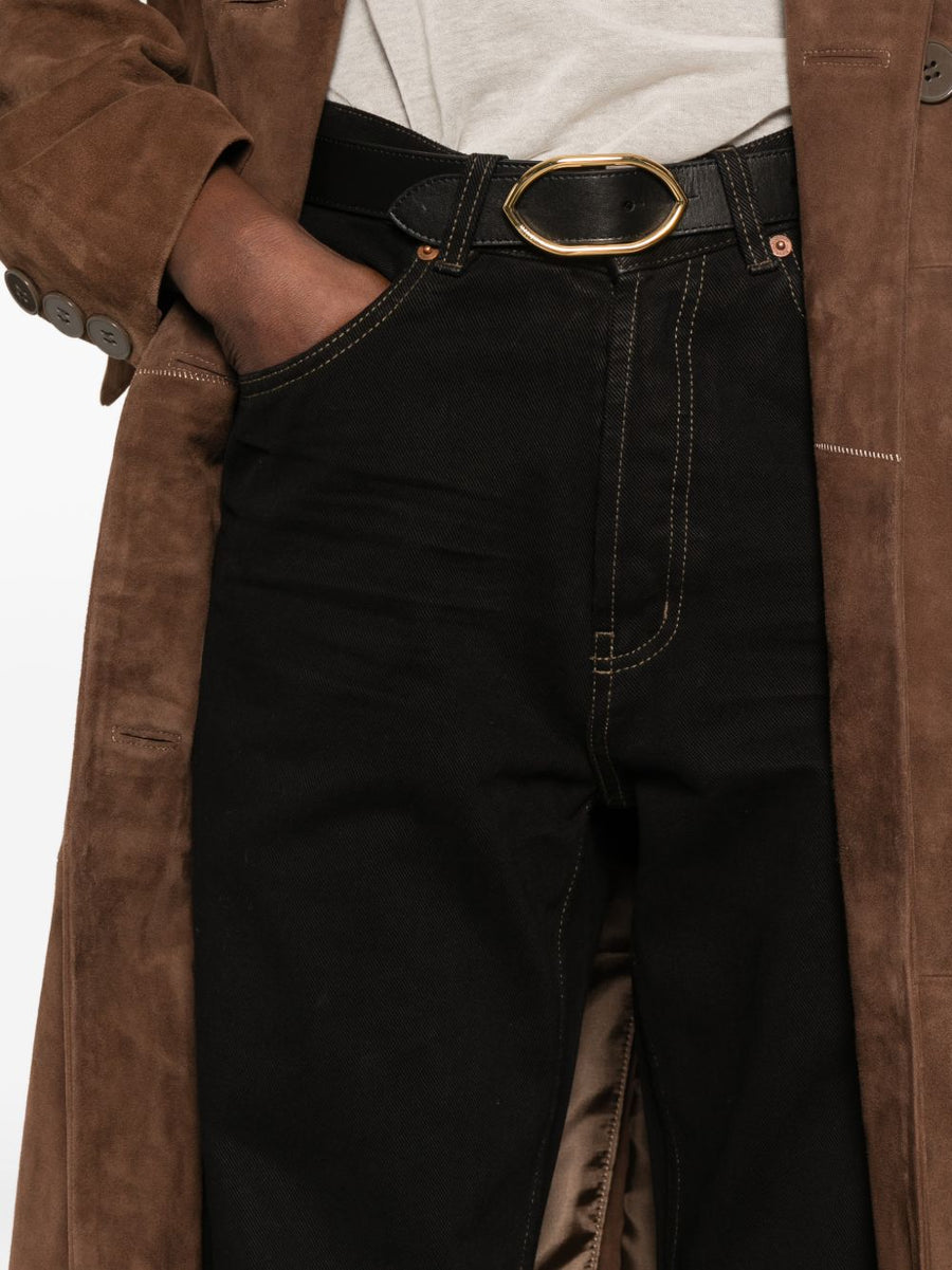 Saint Laurent Baggy Denim Jeans For Women In Black Denim With Luxurious Relaxed Contemporary Fit