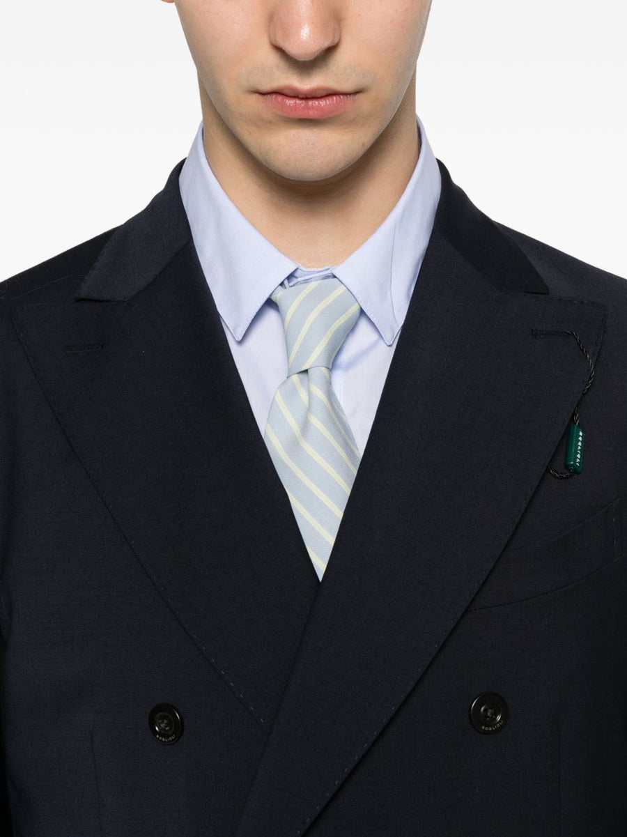 Boglioli Wool Blend Double-Breasted Suit Navy For Modern Men Luxury Tailoring Italian Craftsmanship