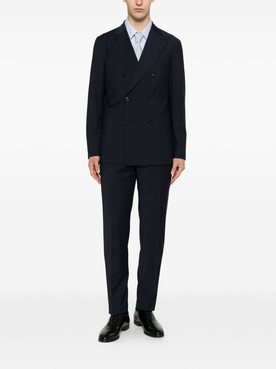 Boglioli Wool Blend Double-Breasted Suit Navy For Modern Men Luxury Tailoring Italian Craftsmanship