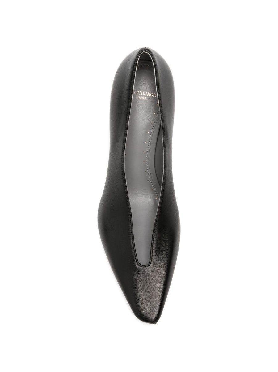 Balenciaga Black Leather Pumps With Pointed Toe And Stiletto Heel For Women, Elegant Office And Evening Wear