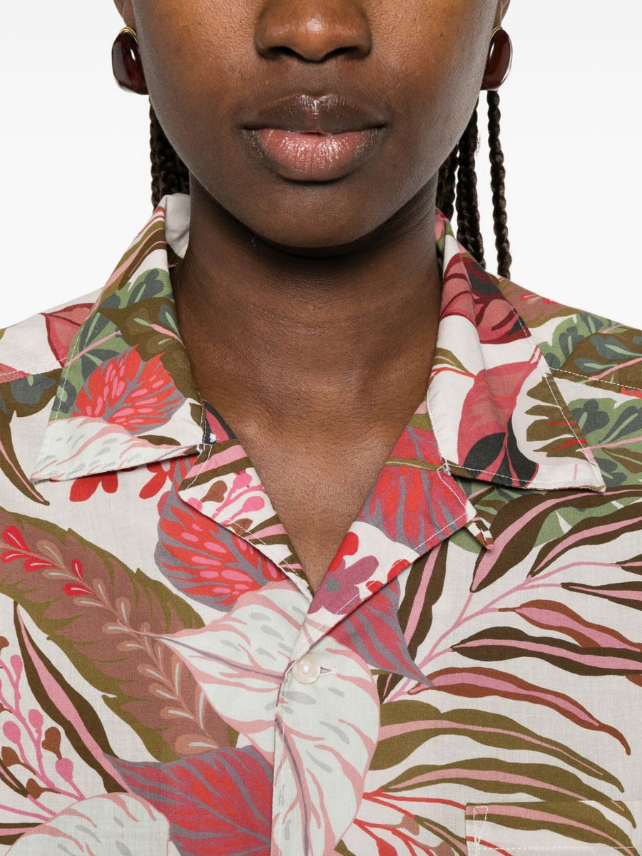 Archivio '67 Pink Floral Multicolor Versatile Printed Shirt For Women Cotton Comfort Notched Collar Front Button