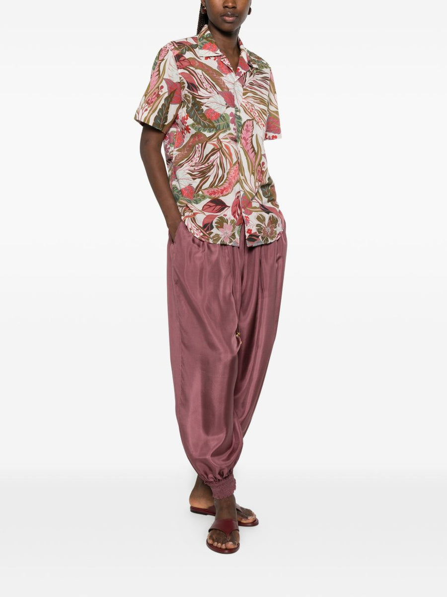 Archivio '67 Pink Floral Multicolor Versatile Printed Shirt For Women Cotton Comfort Notched Collar Front Button