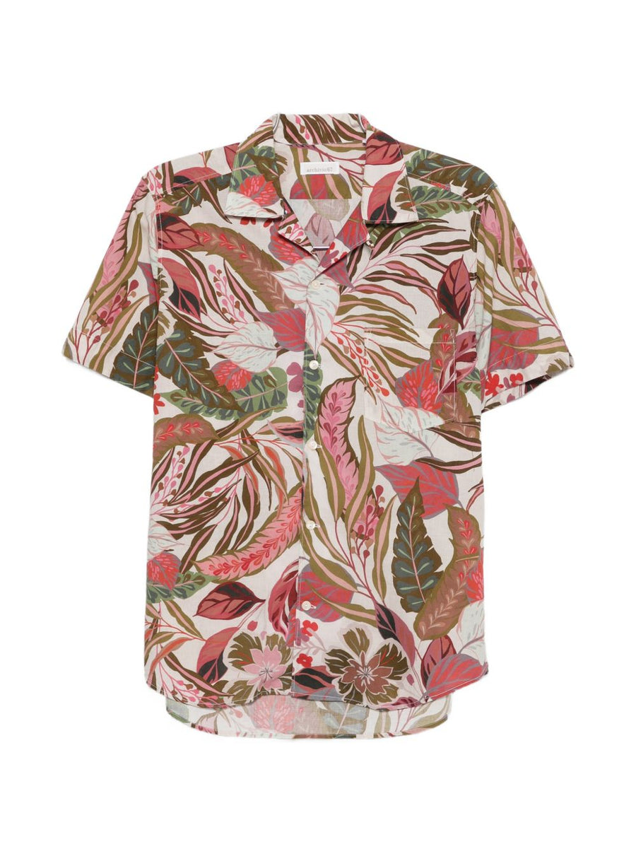 Archivio '67 Pink Floral Multicolor Versatile Printed Shirt For Women Cotton Comfort Notched Collar Front Button