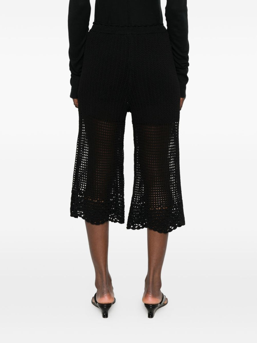 Iro Crochet Knit Wide Leg Trousers For Women With Elastic Waistband And Slip On Comfort Textured Knit