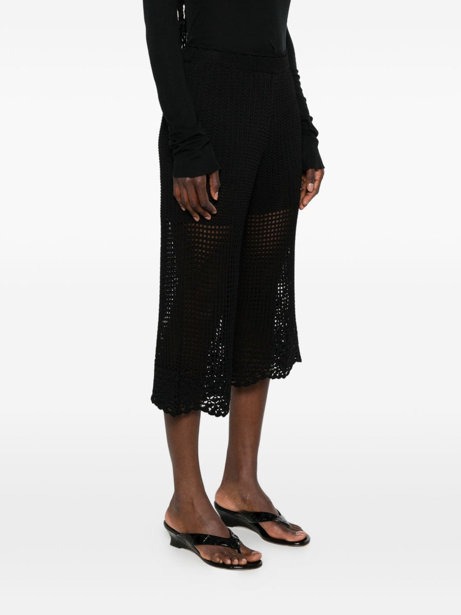 Iro Crochet Knit Wide Leg Trousers For Women With Elastic Waistband And Slip On Comfort Textured Knit