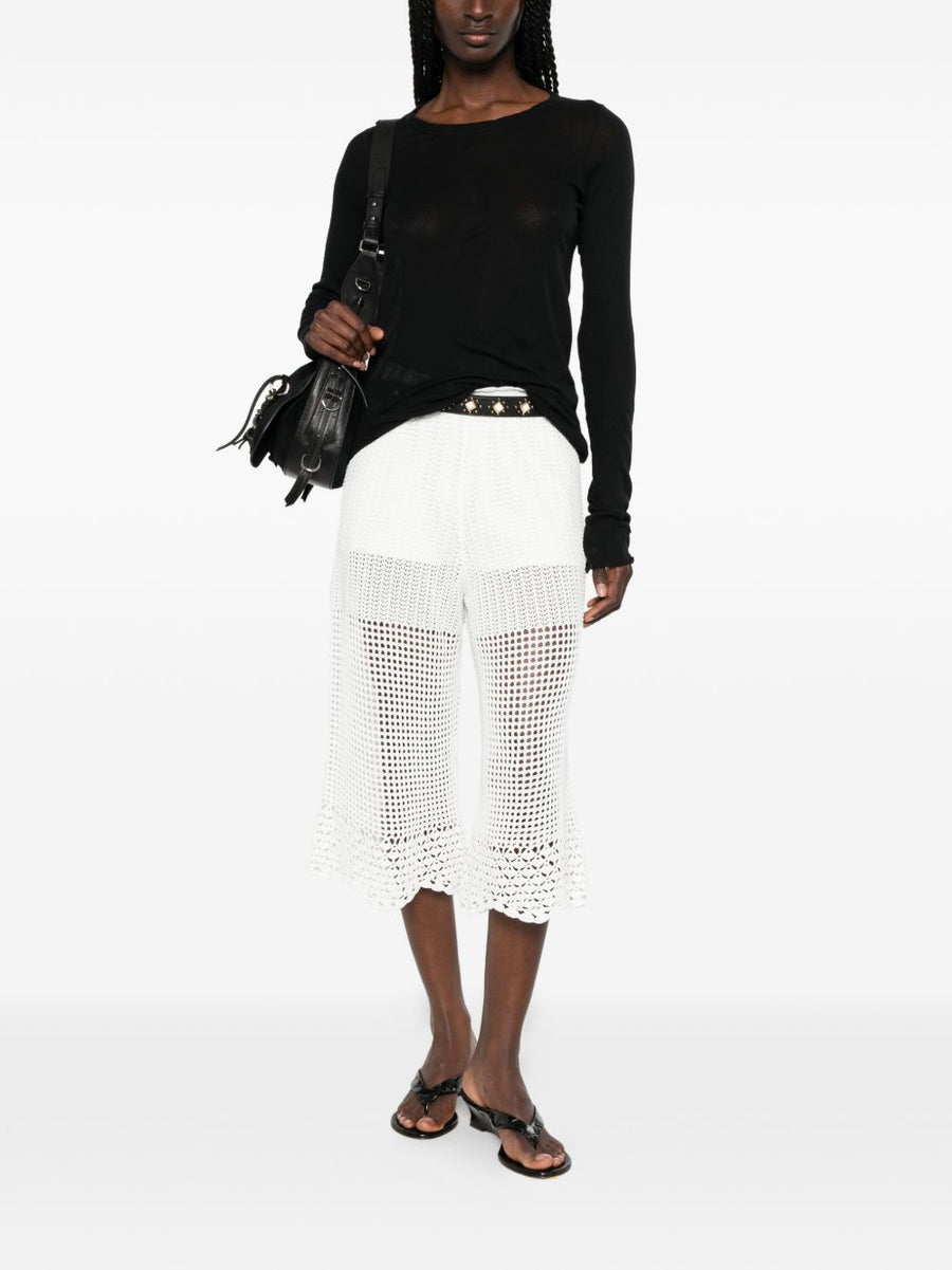 Iro Crochet Knit Wide Leg Trousers White Lightweight Resort Wear For Women Spring Summer 2026