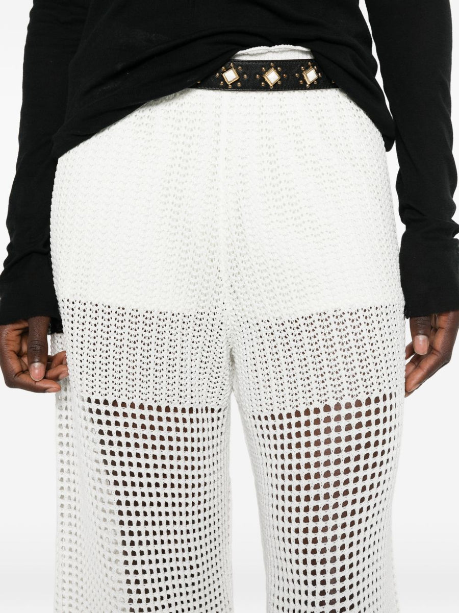 Iro Crochet Knit Wide Leg Trousers White Lightweight Resort Wear For Women Spring Summer 2026