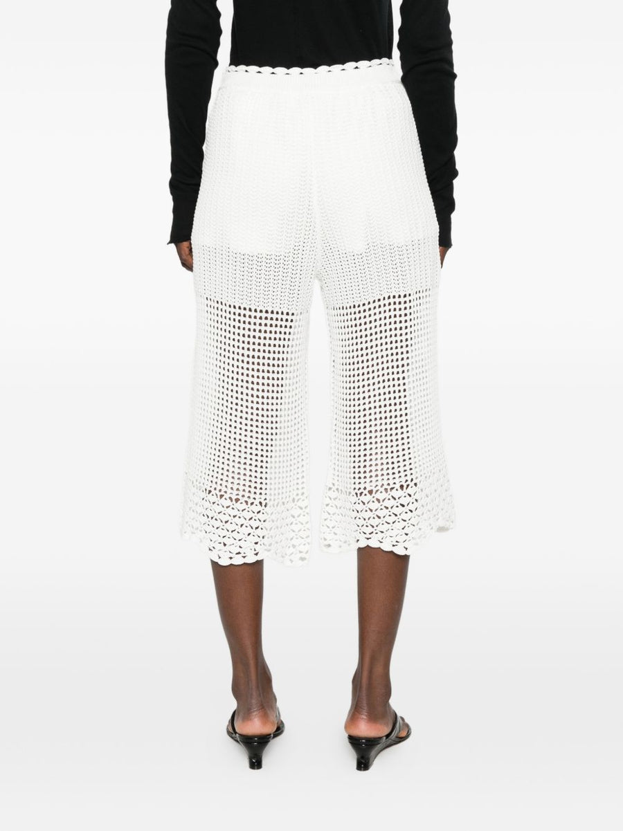 Iro Crochet Knit Wide Leg Trousers White Lightweight Resort Wear For Women Spring Summer 2026