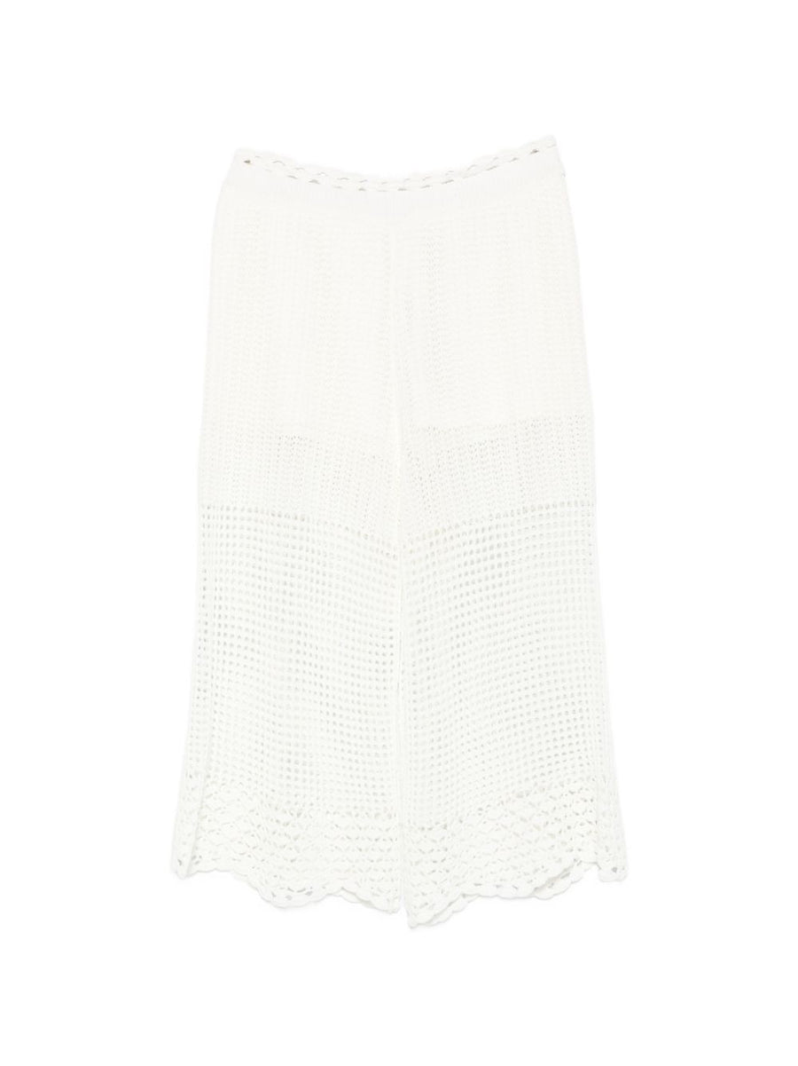 Iro Crochet Knit Wide Leg Trousers White Lightweight Resort Wear For Women Spring Summer 2026
