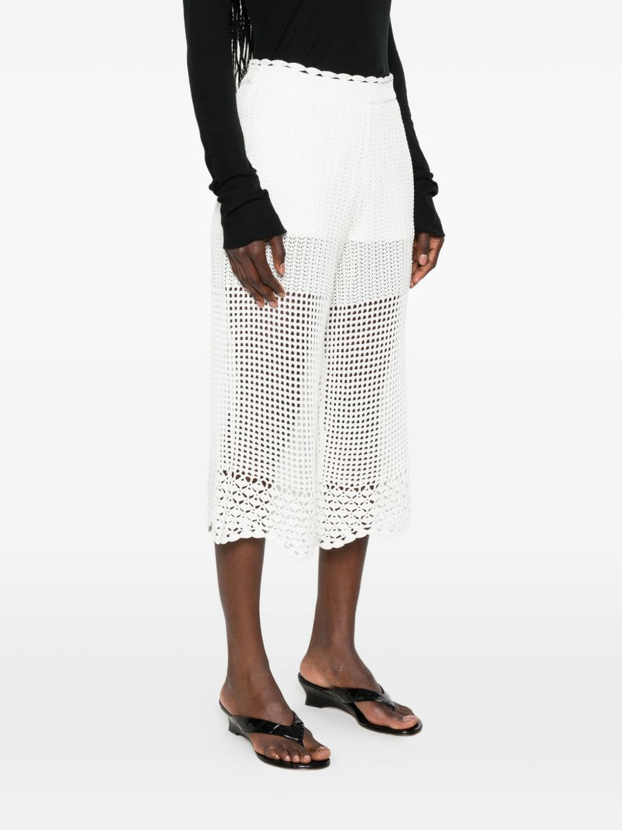 Iro Crochet Knit Wide Leg Trousers White Lightweight Resort Wear For Women Spring Summer 2026