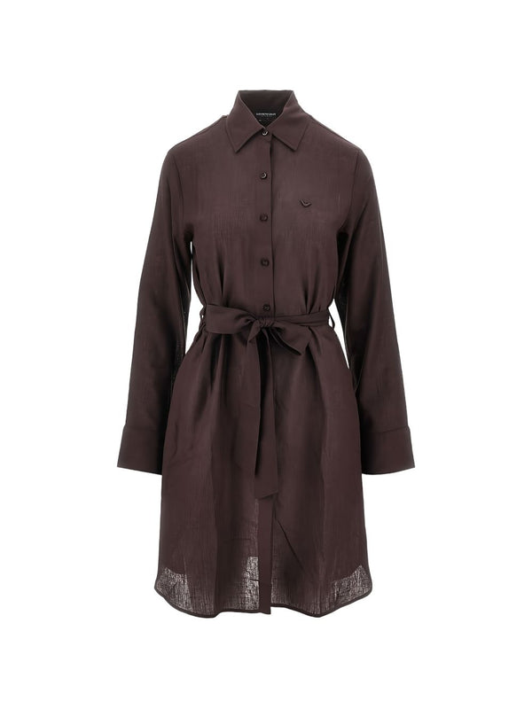 Emporio Armani Sea Brown Cotton Beach Robe For Women Luxurious Lightweight Cover Up For Seaside Lounge