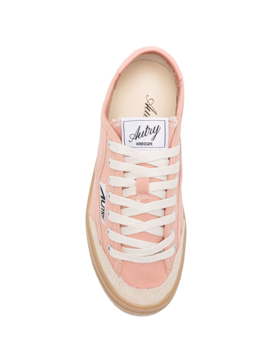Autry Windscape Sneakers Women Pink Versatile Canvas Low Top With Side Logo Patch For Everyday Style