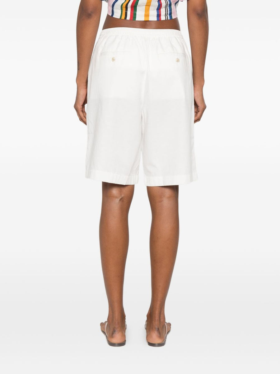 Dunst White Shorts for Women Lightweight Breathable Tencel Cotton Blend Drawstring Waist