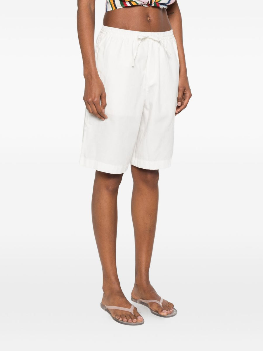 Dunst White Shorts for Women Lightweight Breathable Tencel Cotton Blend Drawstring Waist
